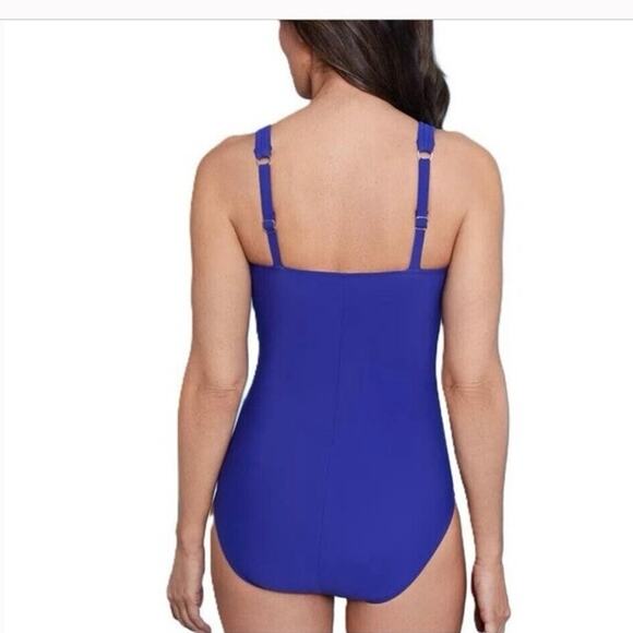 Women’s One Piece Flattering Full Coverage Swimsuit Size Medium 8-10 Blue UPF50+ - Picture 2 of 8